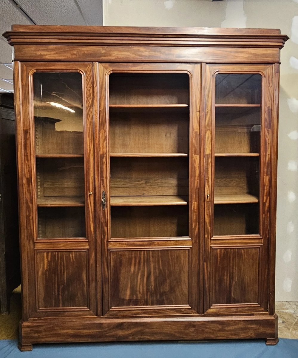 bibliothéque estampillée époque Louis Philippe en acajou / début XIXeme  -photo-1