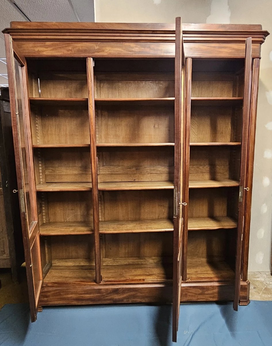 bibliothéque estampillée époque Louis Philippe en acajou / début XIXeme  -photo-4