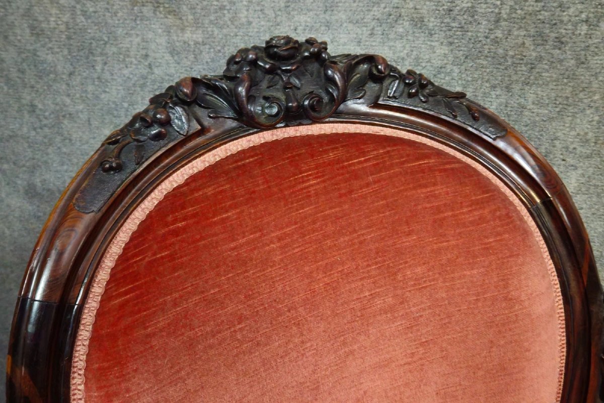 Louis XV Style Mahogany Bench With Medallions, 19th Century  -photo-4