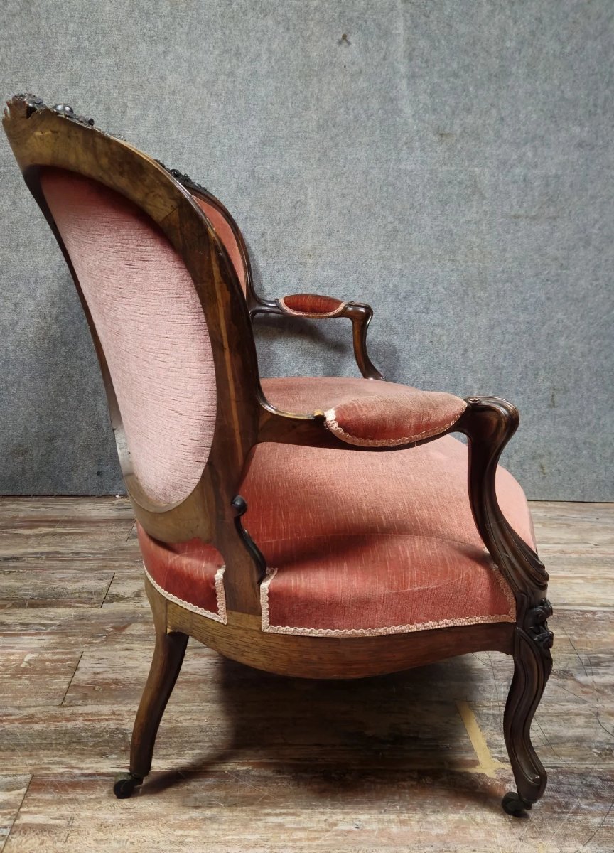 Louis XV Style Mahogany Bench With Medallions, 19th Century  -photo-5