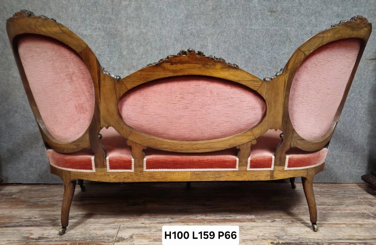 Louis XV Style Mahogany Bench With Medallions, 19th Century  -photo-6