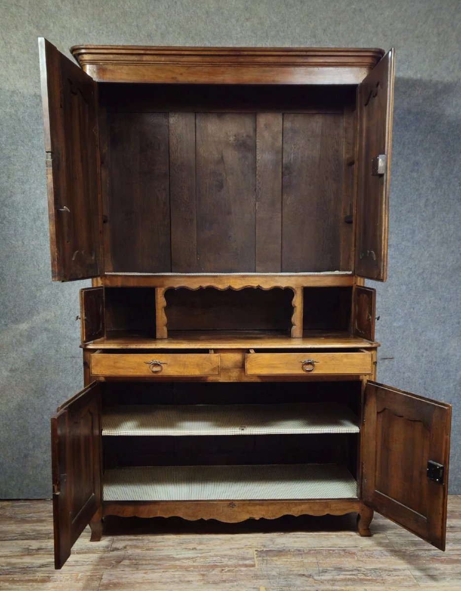 Two-part Louis XV Style Buffet In Solid Walnut, 18th Century -photo-3