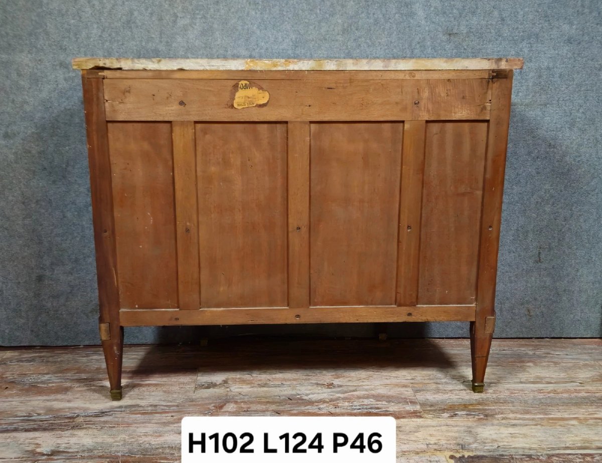Marquetry Commode/half-moon Sideboard – Marble Top – Louis XVI Style-photo-3