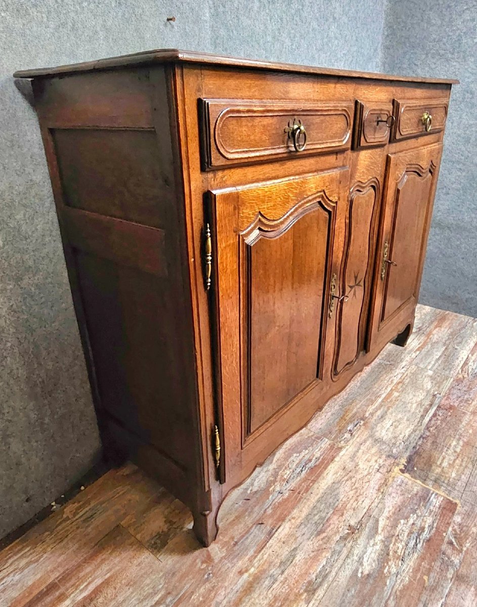 Antique Low Sideboard In Solid Oak – Regional Style / Louis XV Period - 18th Century-photo-4
