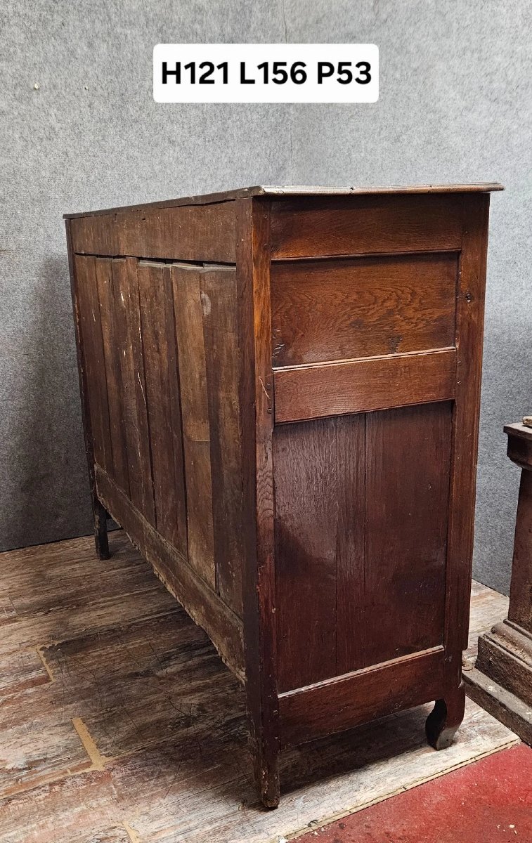 Antique Low Sideboard In Solid Oak – Regional Style / Louis XV Period - 18th Century-photo-6