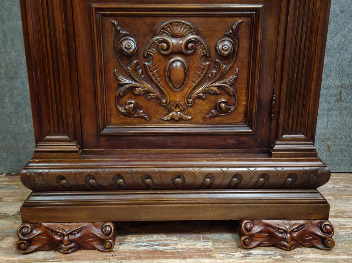 Antique Renaissance-style Display Cabinet/bookcase – Carved Wood – H 190 Cm-photo-1