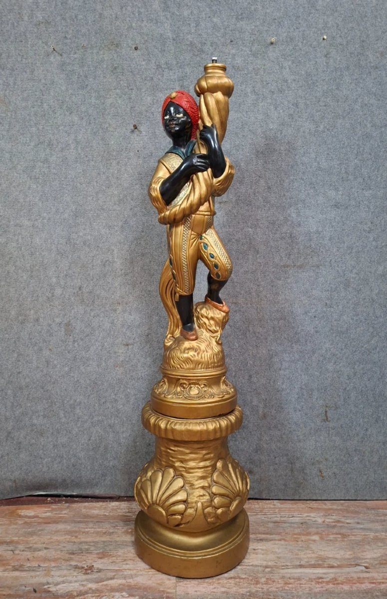 Orientalist Venetian Style Lamp/torch Holder Statue – 150 Cm-photo-2
