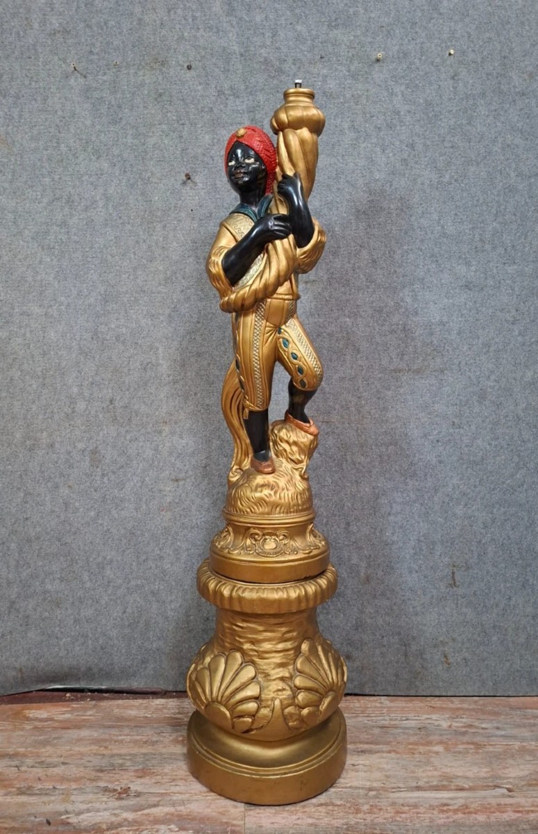 Orientalist Venetian Style Lamp/torch Holder Statue – 150 Cm