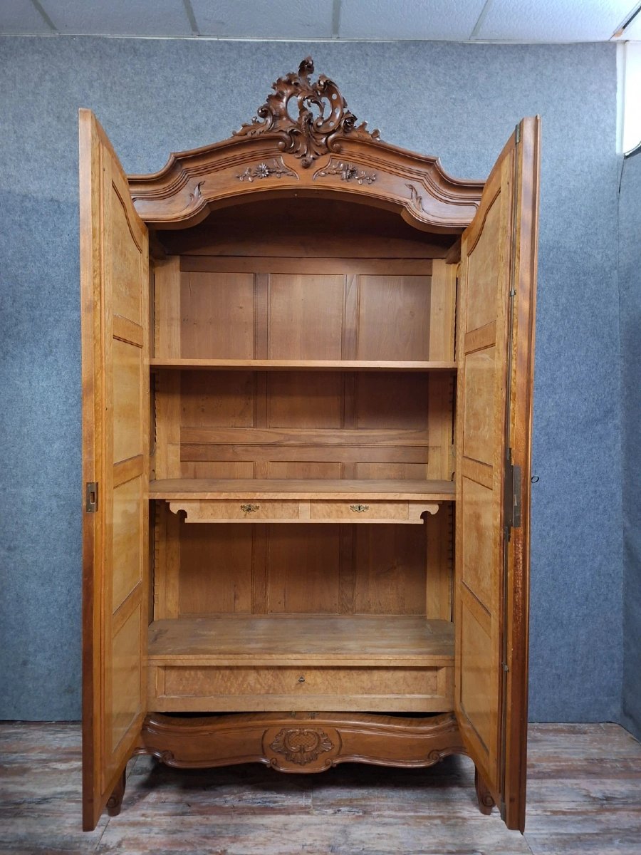 armoire ancienne en noyer sculpté – style Louis XV – portes miroir - XIXeme-photo-8