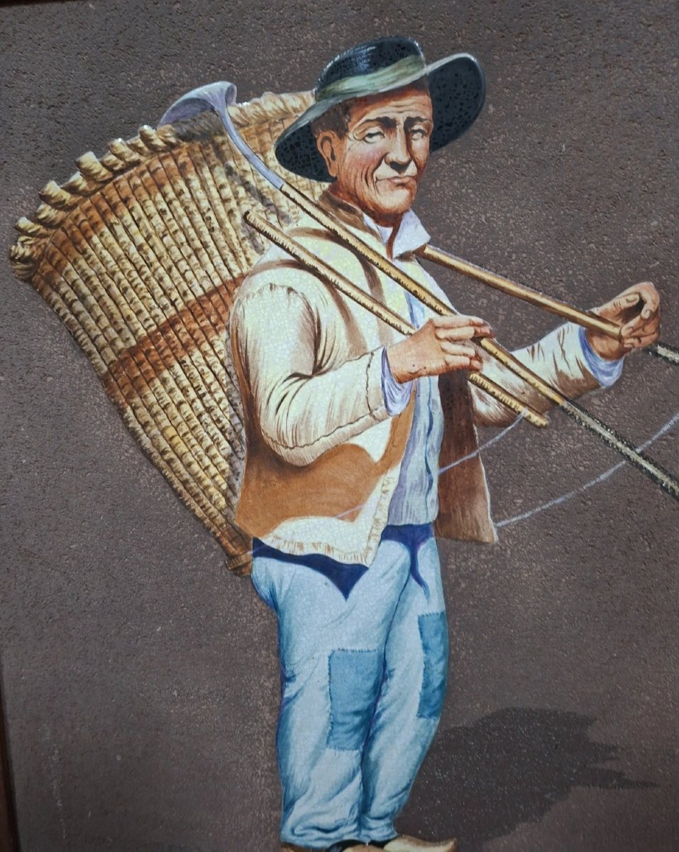 Pair Of Antique Signed Paintings - Paintings On Ceramic - Rural Scenes-photo-2