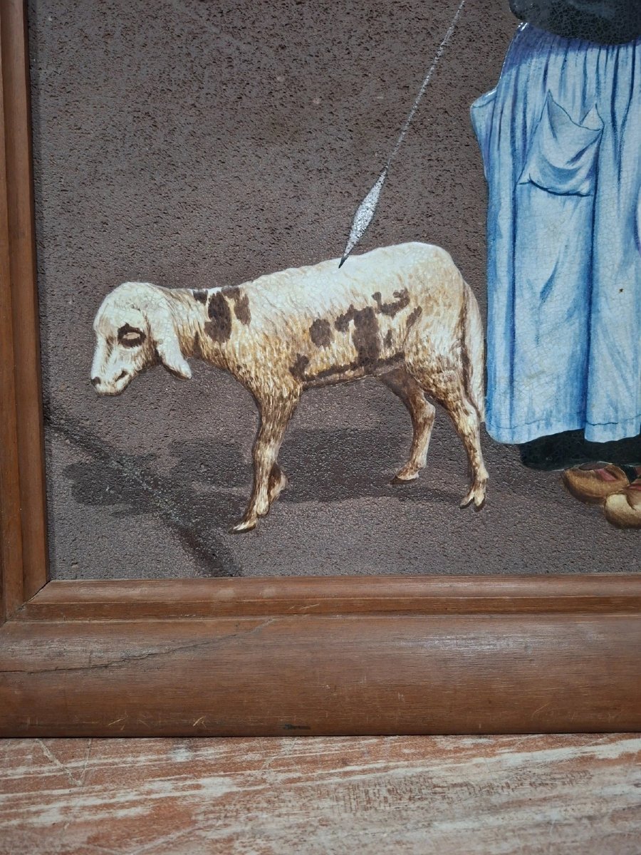 Pair Of Antique Signed Paintings - Paintings On Ceramic - Rural Scenes-photo-3