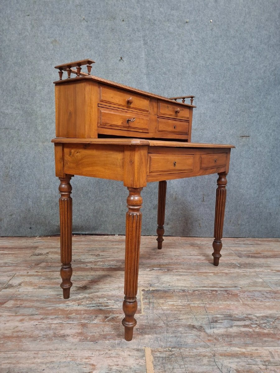 Antique Louis Philippe Style Desk With Tiered Top - Walnut - 19th Century-photo-2