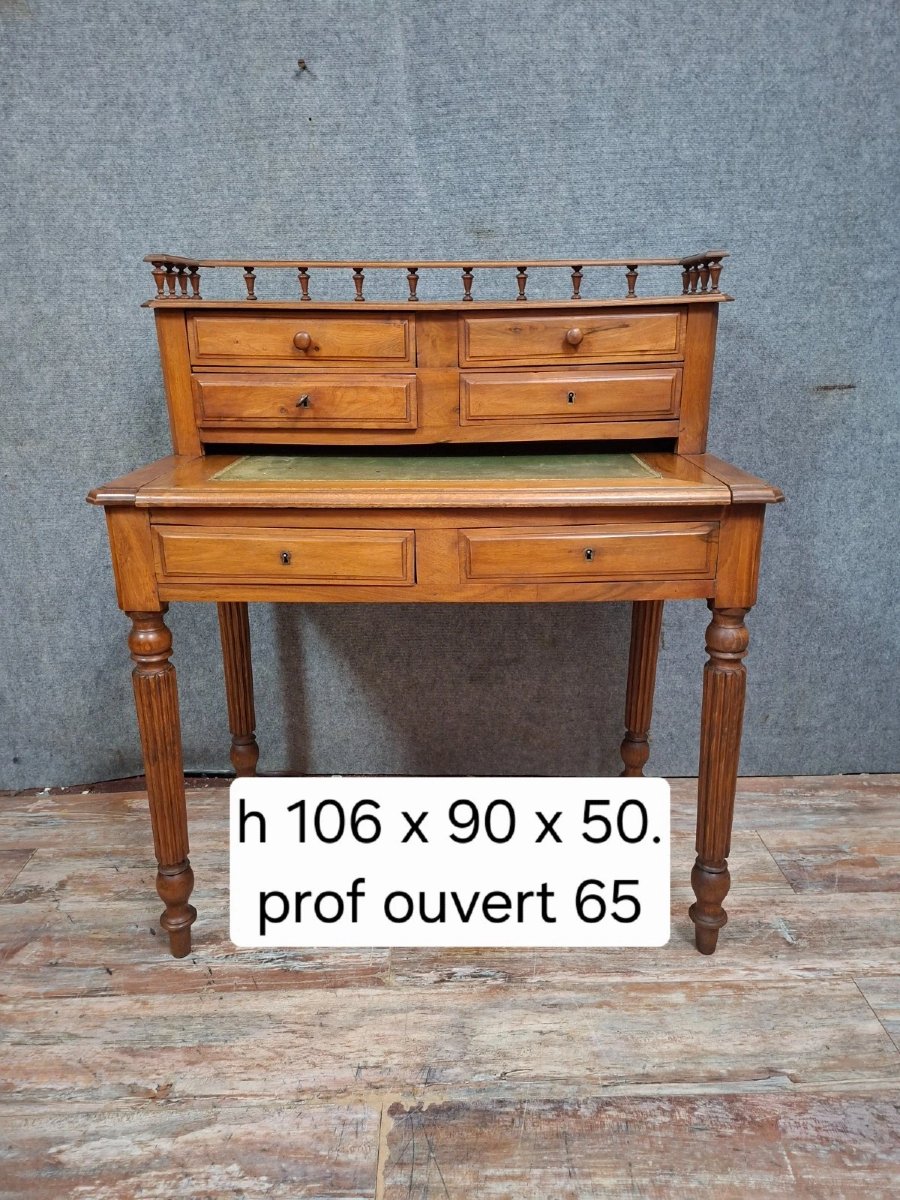 Antique Louis Philippe Style Desk With Tiered Top - Walnut - 19th Century-photo-3