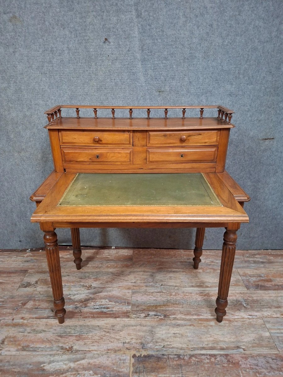 Antique Louis Philippe Style Desk With Tiered Top - Walnut - 19th Century-photo-5