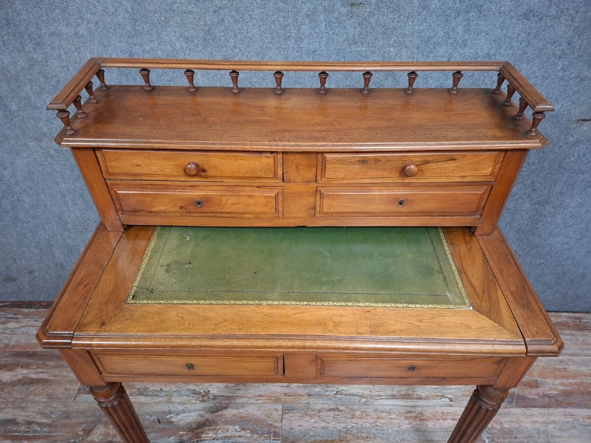 Antique Louis Philippe Style Desk With Tiered Top - Walnut - 19th Century-photo-6
