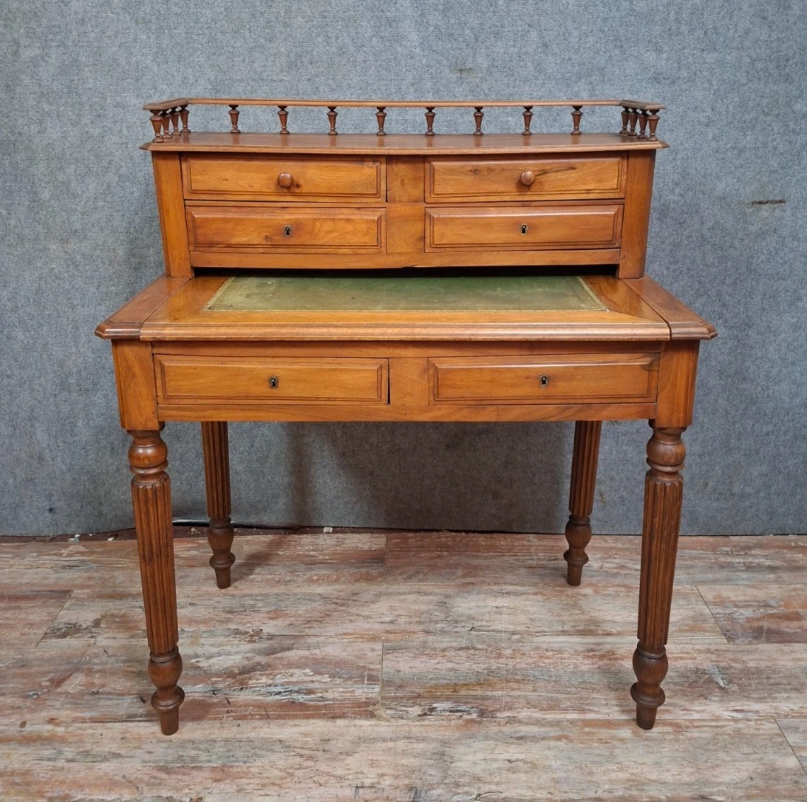 Antique Louis Philippe Style Desk With Tiered Top - Walnut - 19th Century