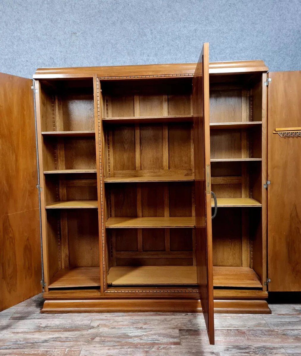 Art Deco Wardrobe In Burl Wood, Circa 1925-1930-photo-3