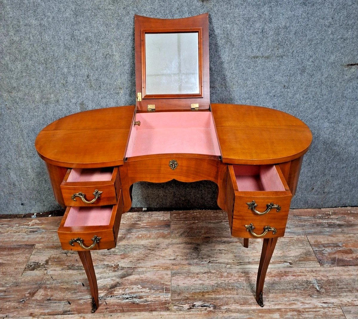 Elegant And Highly Decorative Louis XV Style Bean-shaped Dressing Table / 20th Century-photo-3