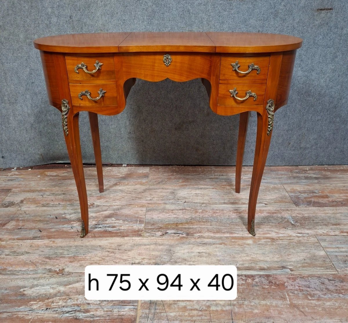 Elegant And Highly Decorative Louis XV Style Bean-shaped Dressing Table / 20th Century-photo-8