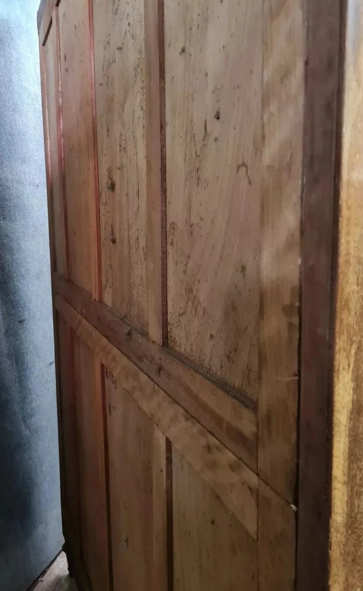 armoire Style louis XVI a ressaut en marqueterie de bois précieux vers 1880.-photo-1