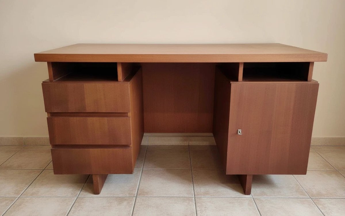 Scandinavian Teak Desk With Drawers, Circa 1960-1970-photo-1
