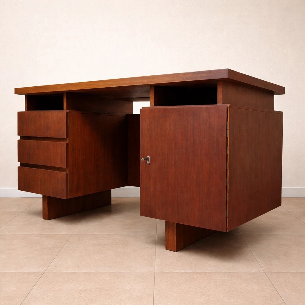 Scandinavian Teak Desk With Drawers, Circa 1960-1970-photo-3