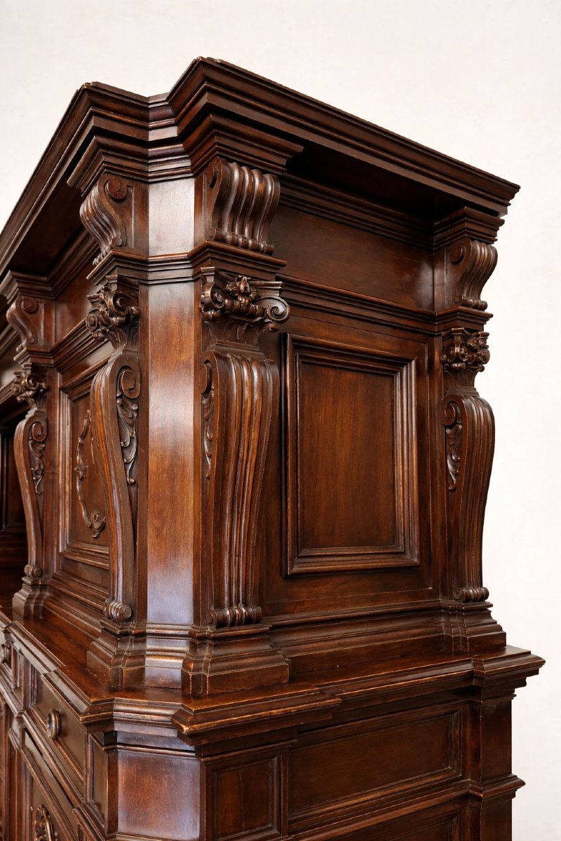 Renaissance-style Notary's Office In Solid Walnut – 19th Century, Circa 1880-photo-1