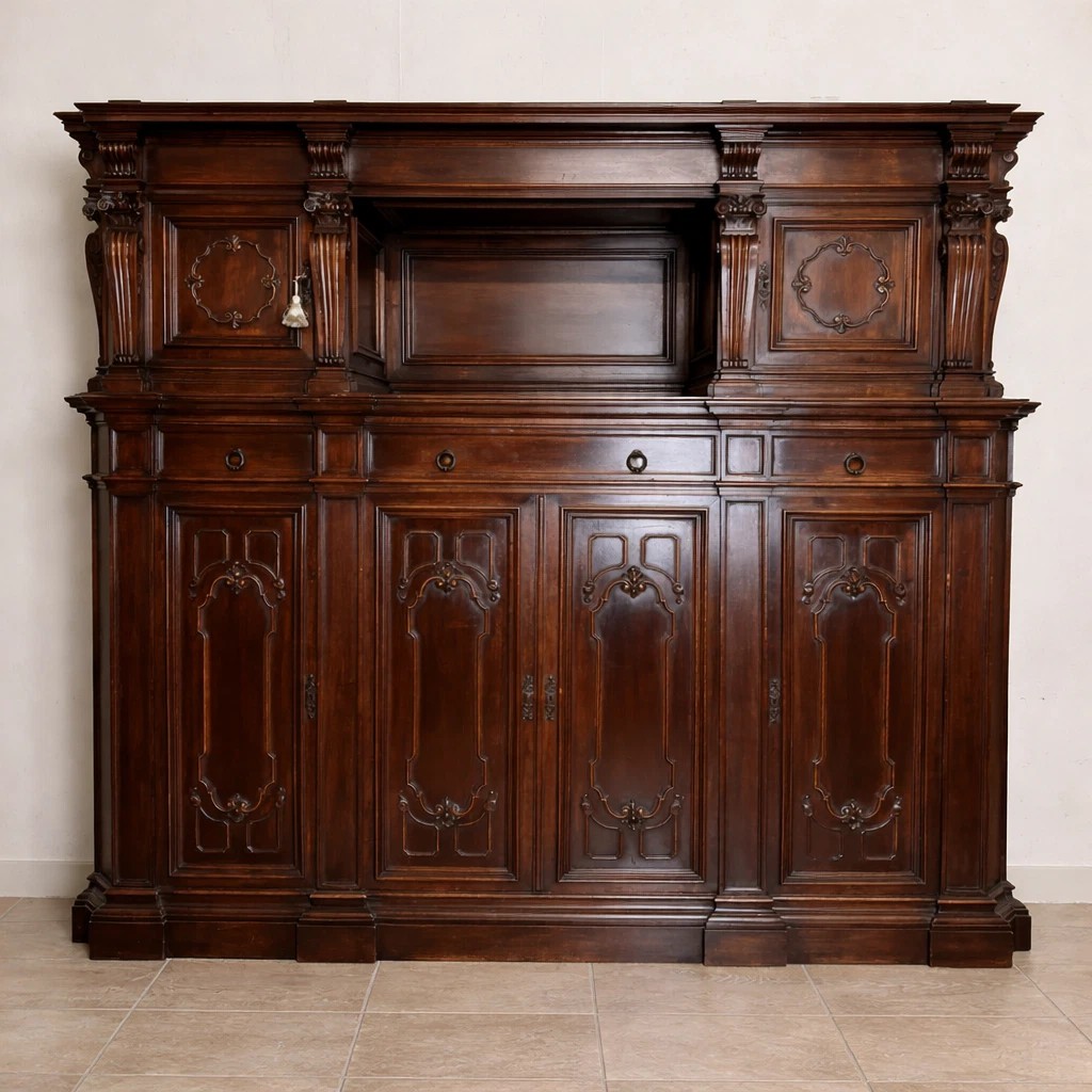 Renaissance-style Notary's Office In Solid Walnut – 19th Century, Circa 1880