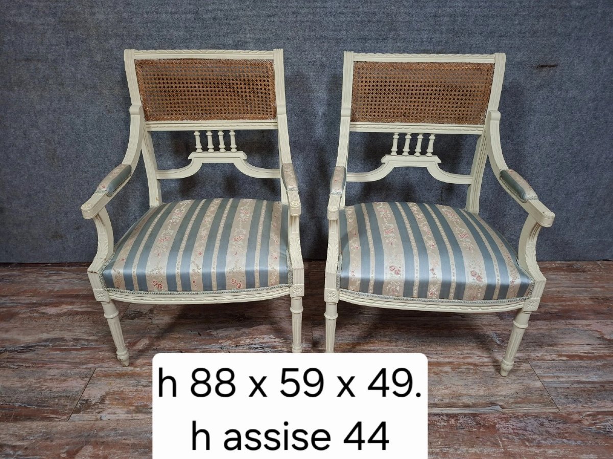 paire de fauteuils cannés de st. Louis XVI, élégants et pleins de charme / 1880-photo-1