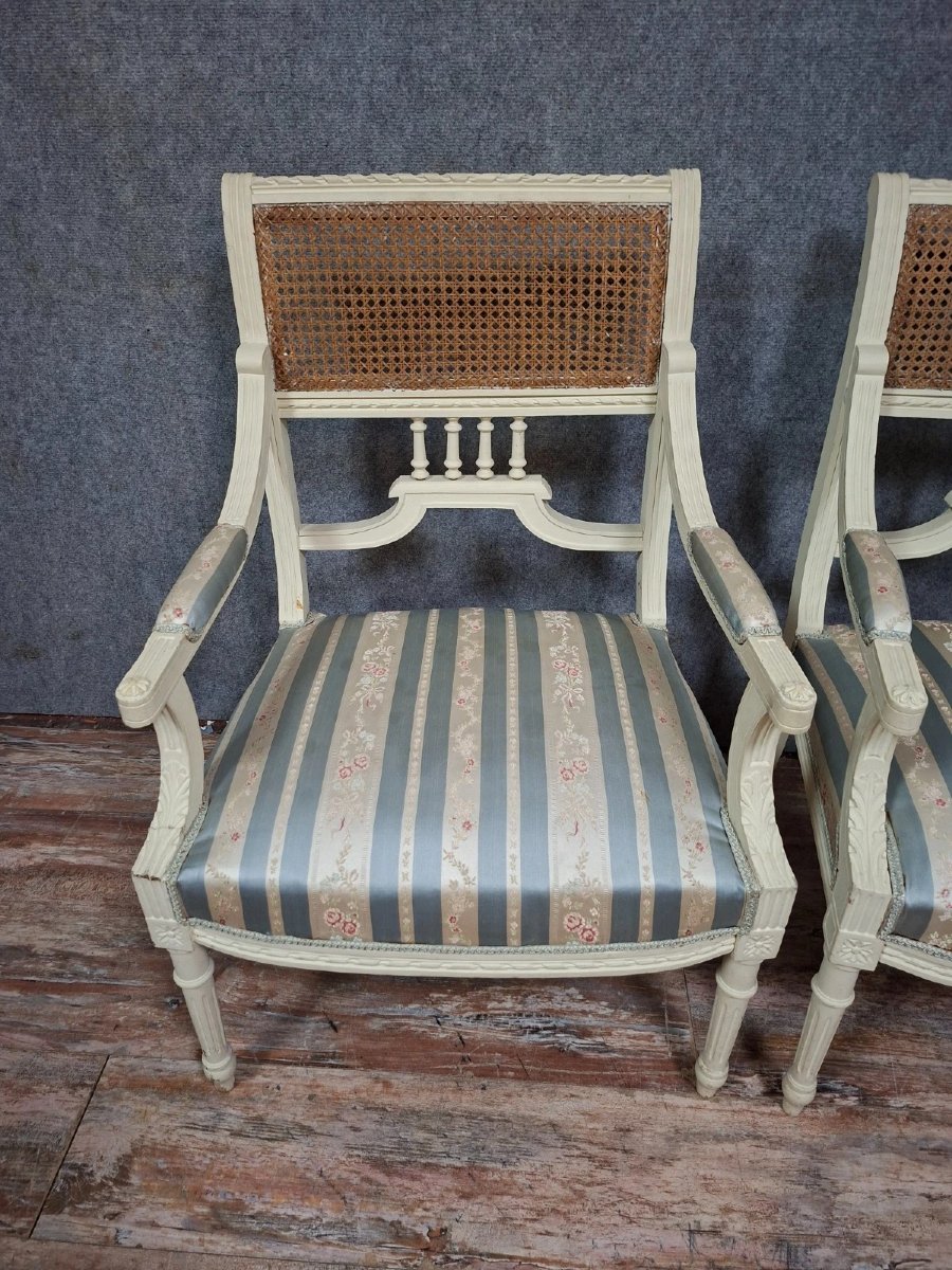 paire de fauteuils cannés de st. Louis XVI, élégants et pleins de charme / 1880-photo-3