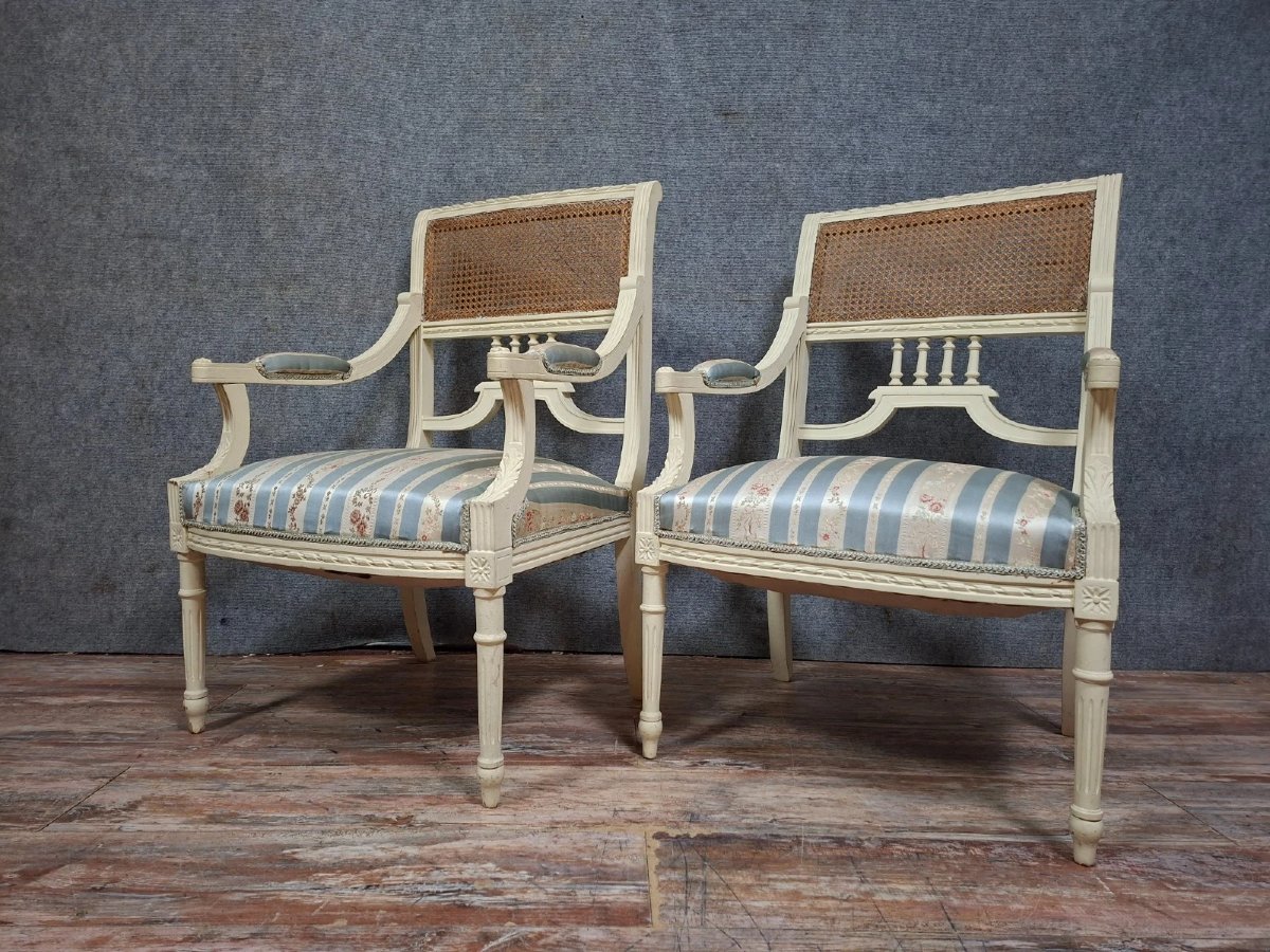 paire de fauteuils cannés de st. Louis XVI, élégants et pleins de charme / 1880-photo-5
