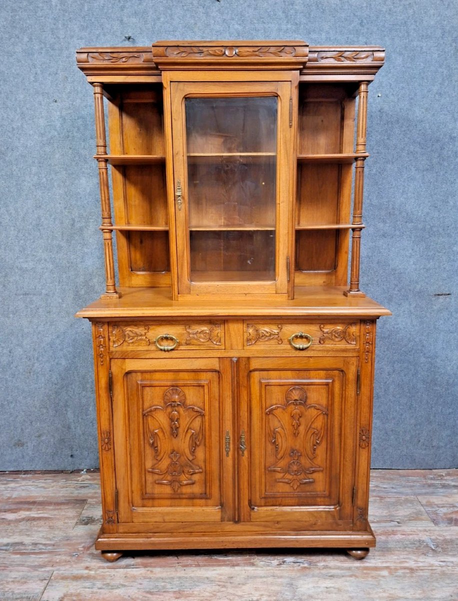 Antique Two-part Walnut Buffet Full Of Charm And Character.-photo-1