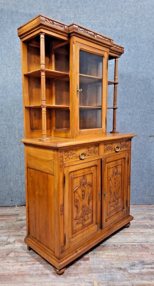 Antique Two-part Walnut Buffet Full Of Charm And Character.-photo-6