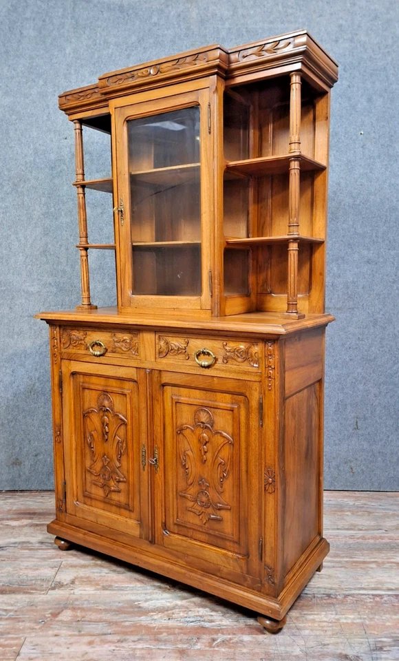 Antique Two-part Walnut Buffet Full Of Charm And Character.-photo-7