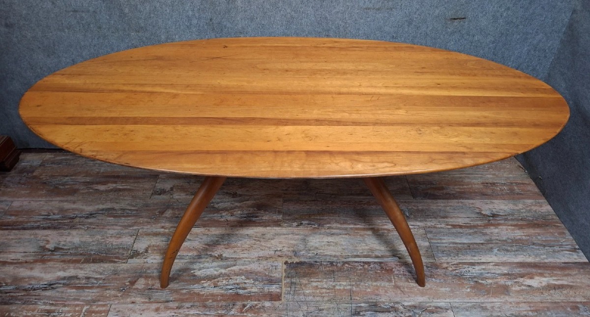 Table de salle à manger ovale au design organique, milieu du XXᵉ siècle, Maurizio Marconato 