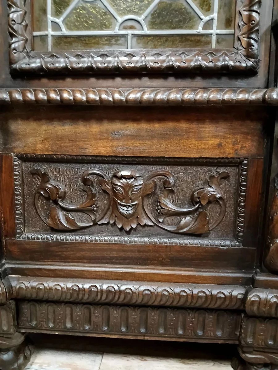 Bibliothèque de style Renaissance en noyer, vers 1850-photo-6