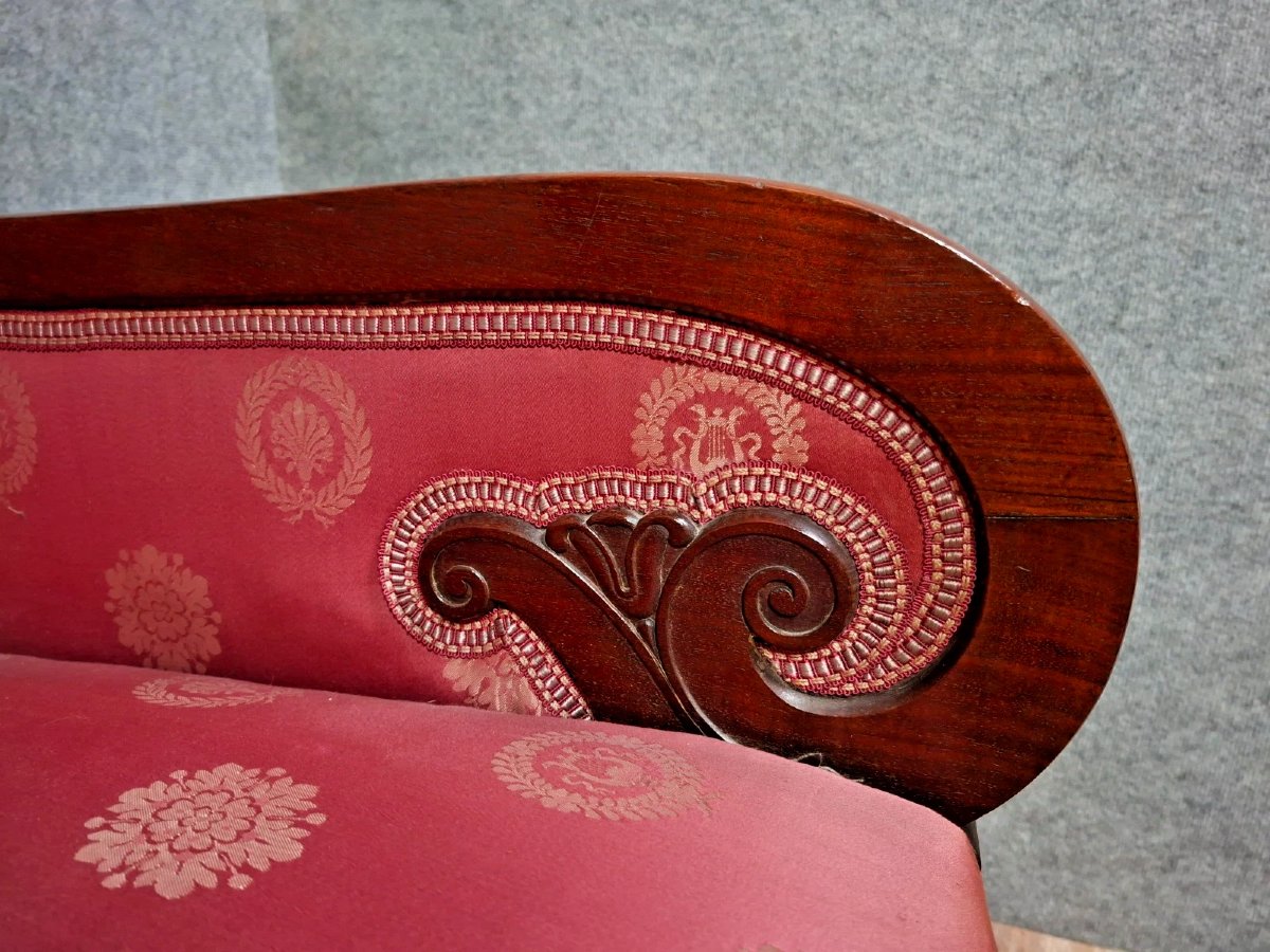 Mahogany Sofa/bench From The Restoration/empire Period.-photo-6
