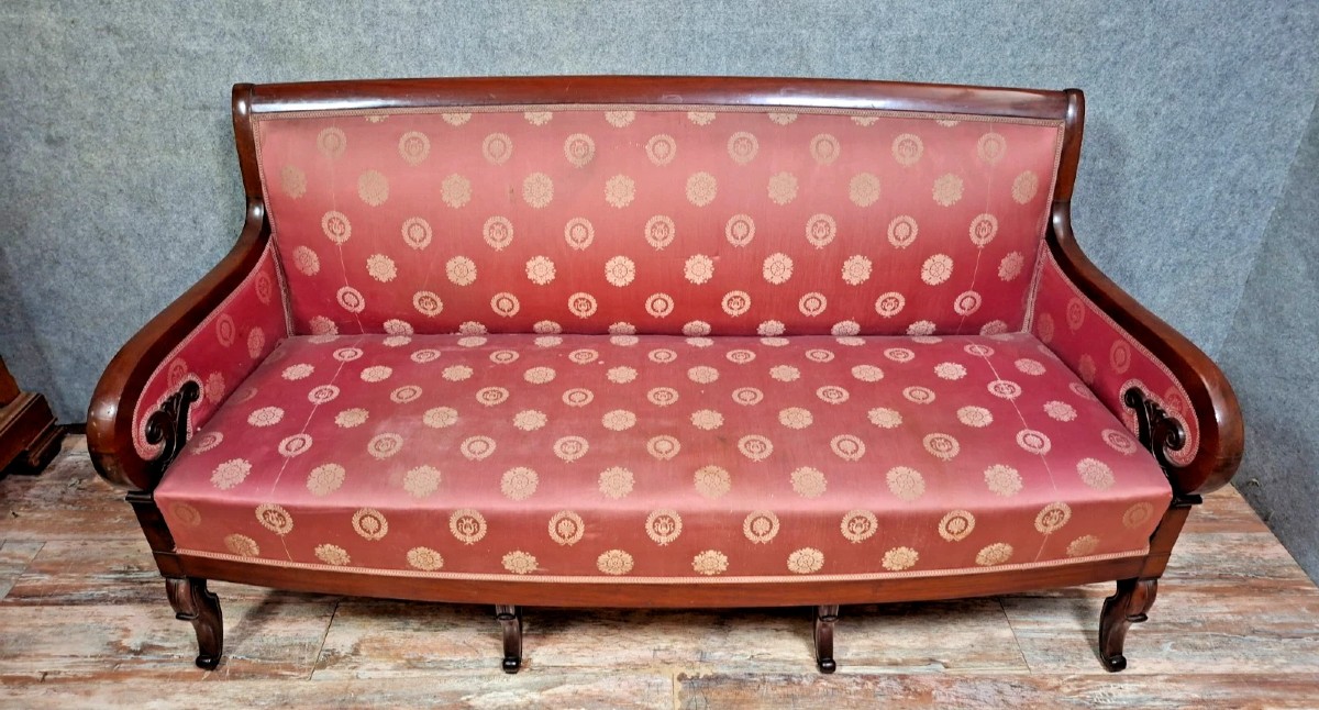 Mahogany Sofa/bench From The Restoration/empire Period.