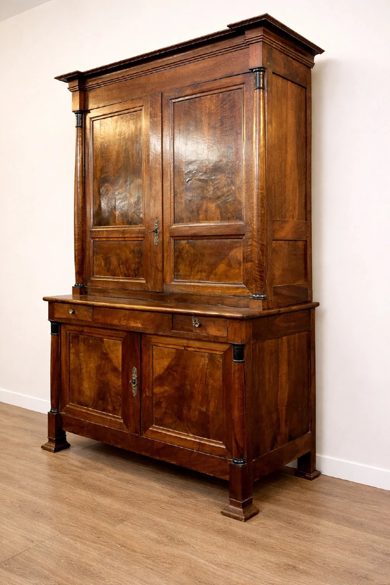 Empire Period Two-part Buffet In Walnut And Burr Wood, Circa 1810-photo-1