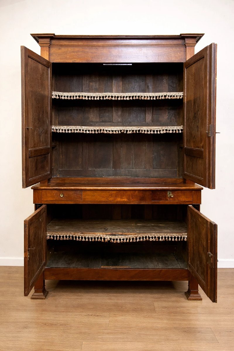 Empire Period Two-part Buffet In Walnut And Burr Wood, Circa 1810-photo-2