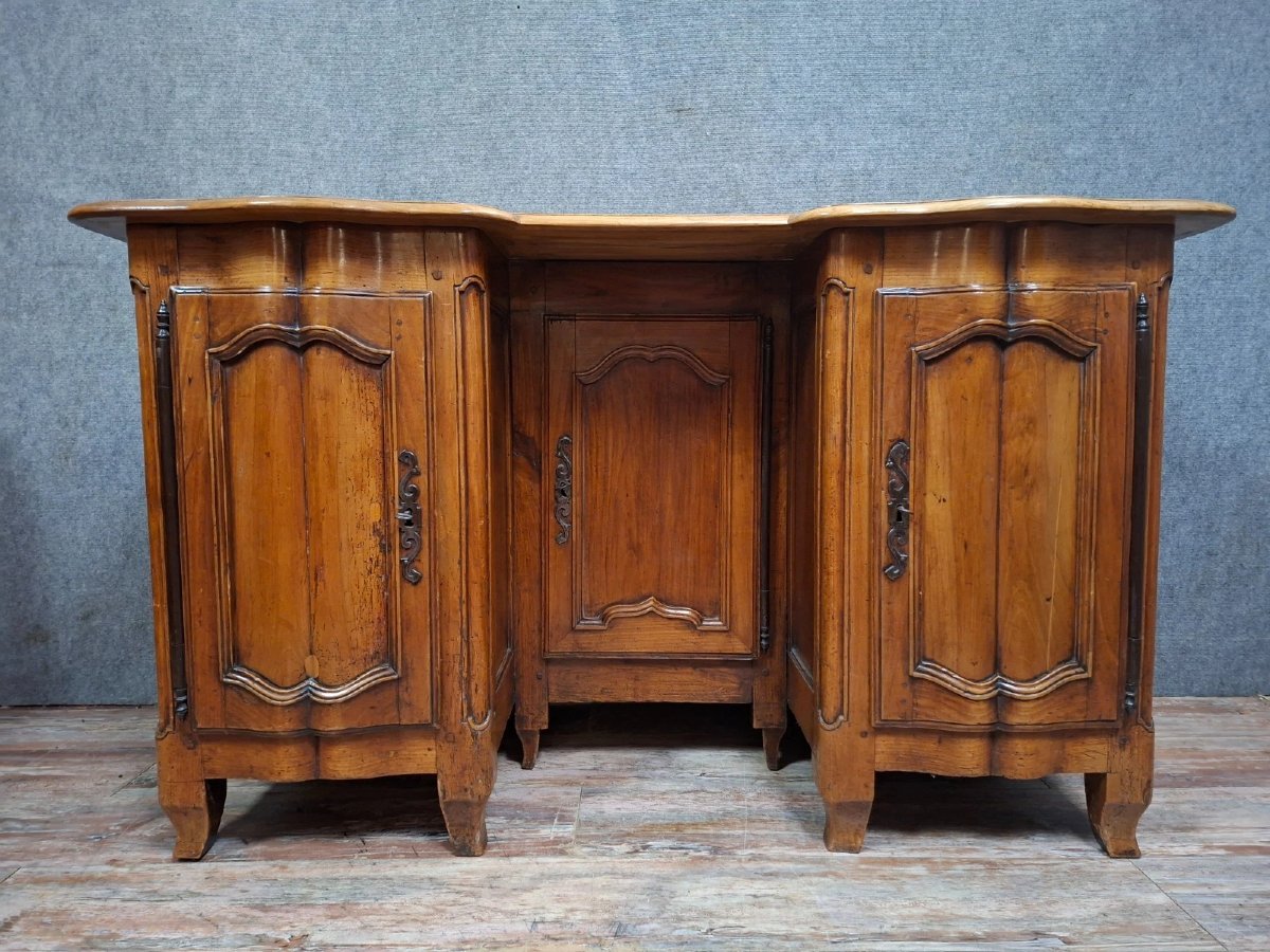 Bureau double face en noyer – Travail régional d'époque Louis XV – XVIIIe siècle-photo-1