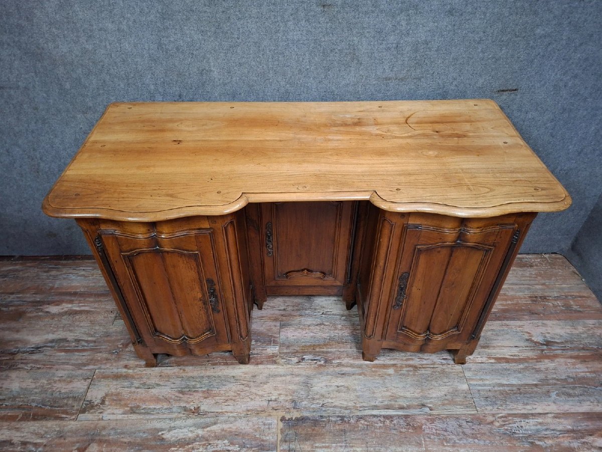 Bureau double face en noyer – Travail régional d'époque Louis XV – XVIIIe siècle-photo-4