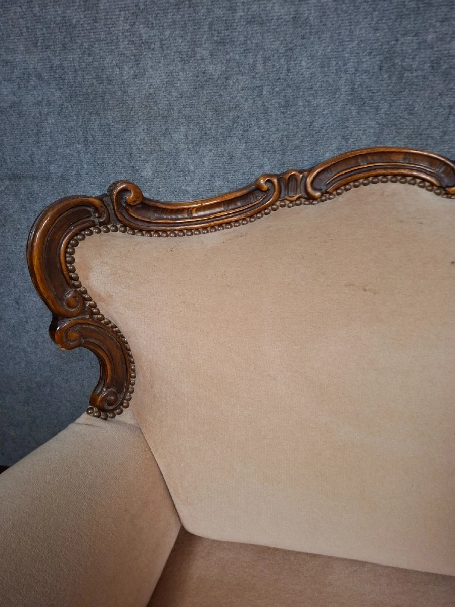 Carved Walnut Sofa – Louis XV Style – 20th Century-photo-3