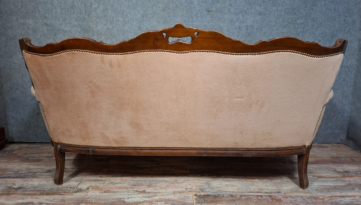 Carved Walnut Sofa – Louis XV Style – 20th Century-photo-6