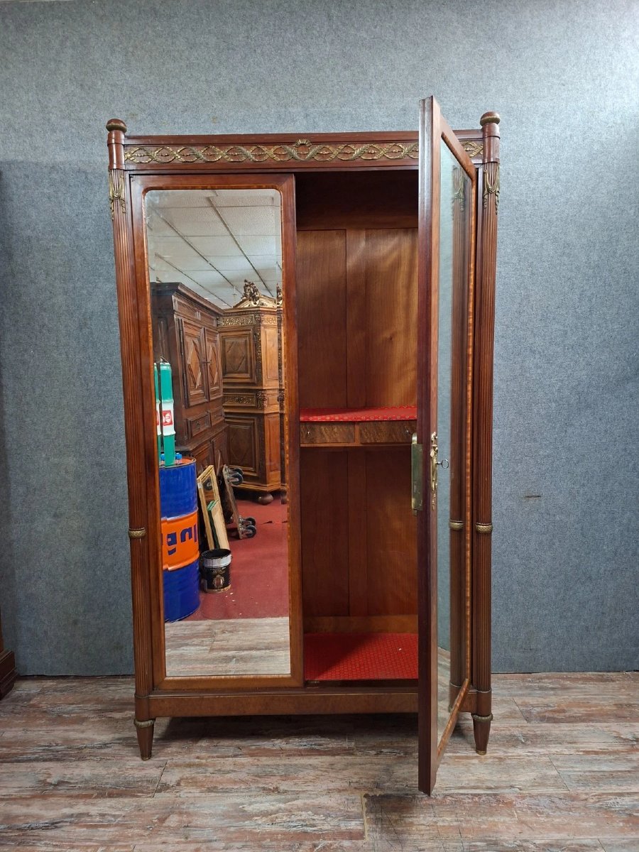 Armoire à glace en acajou et placage – Style Louis XVI – Époque fin XIXe siècle-photo-5
