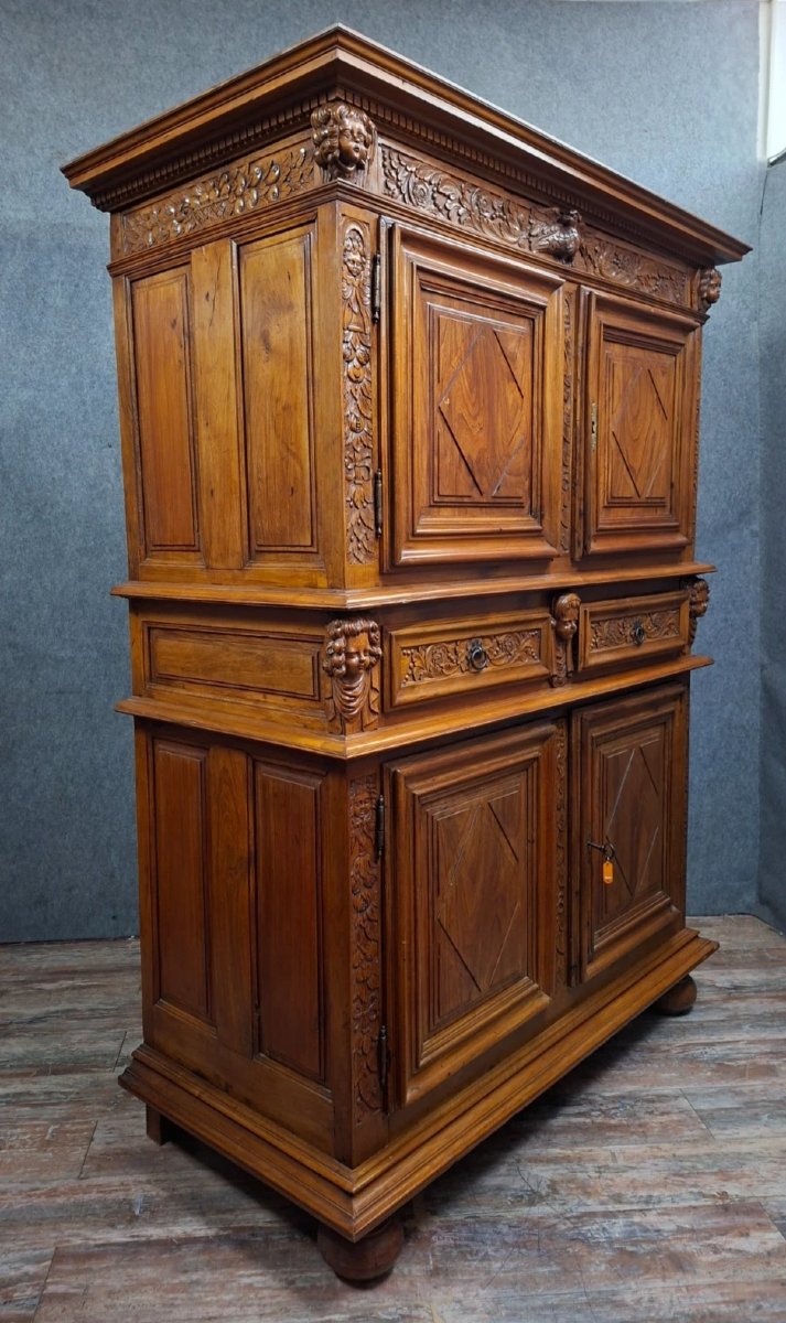 buffet deux corps richement sculpté en noyer – Style Renaissance – XIXe siècle-photo-5
