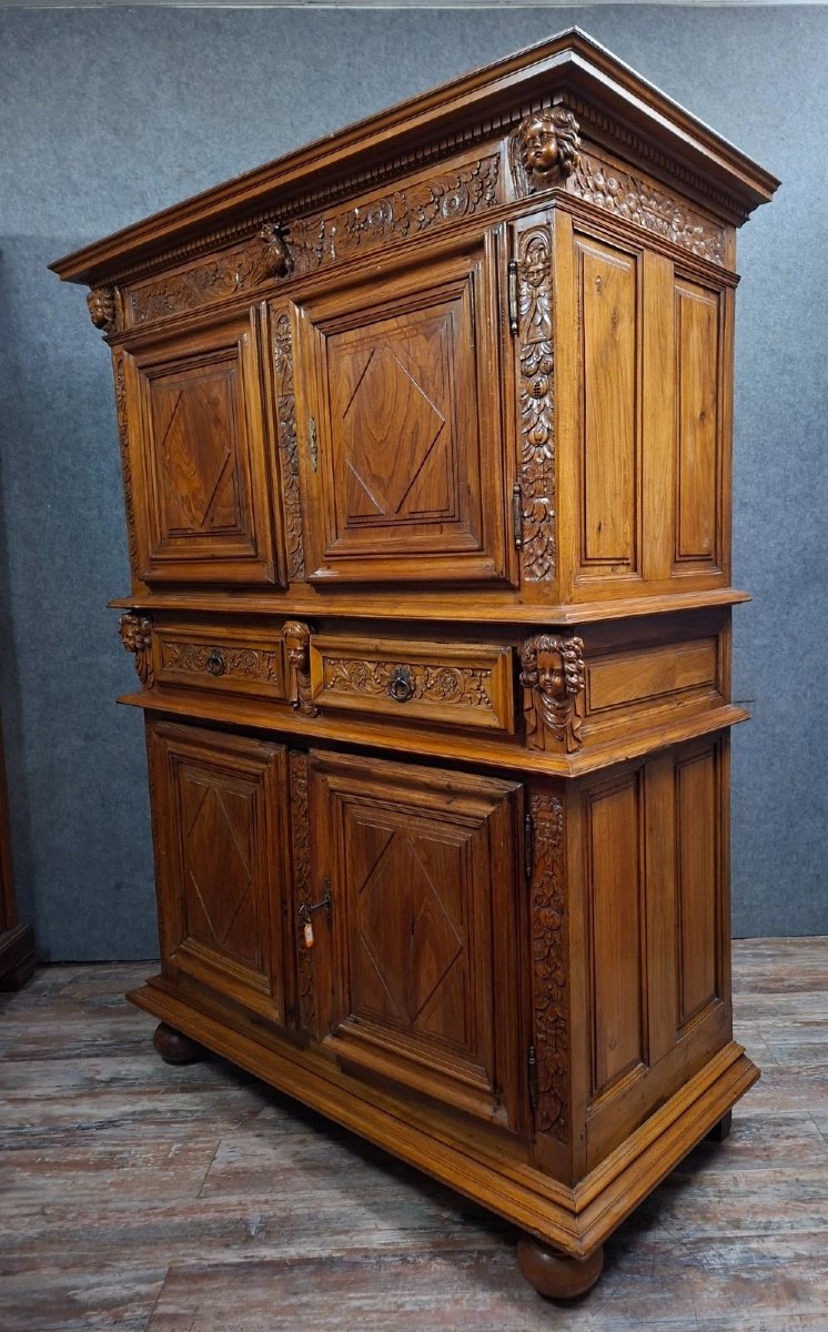 buffet deux corps richement sculpté en noyer – Style Renaissance – XIXe siècle-photo-7