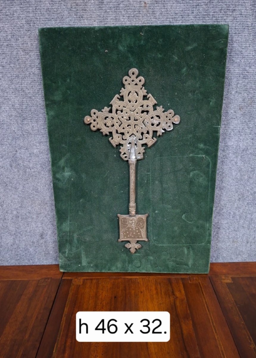 Croix copte de prêtre en métal argenté – Éthiopie, XIXe siècle-photo-2