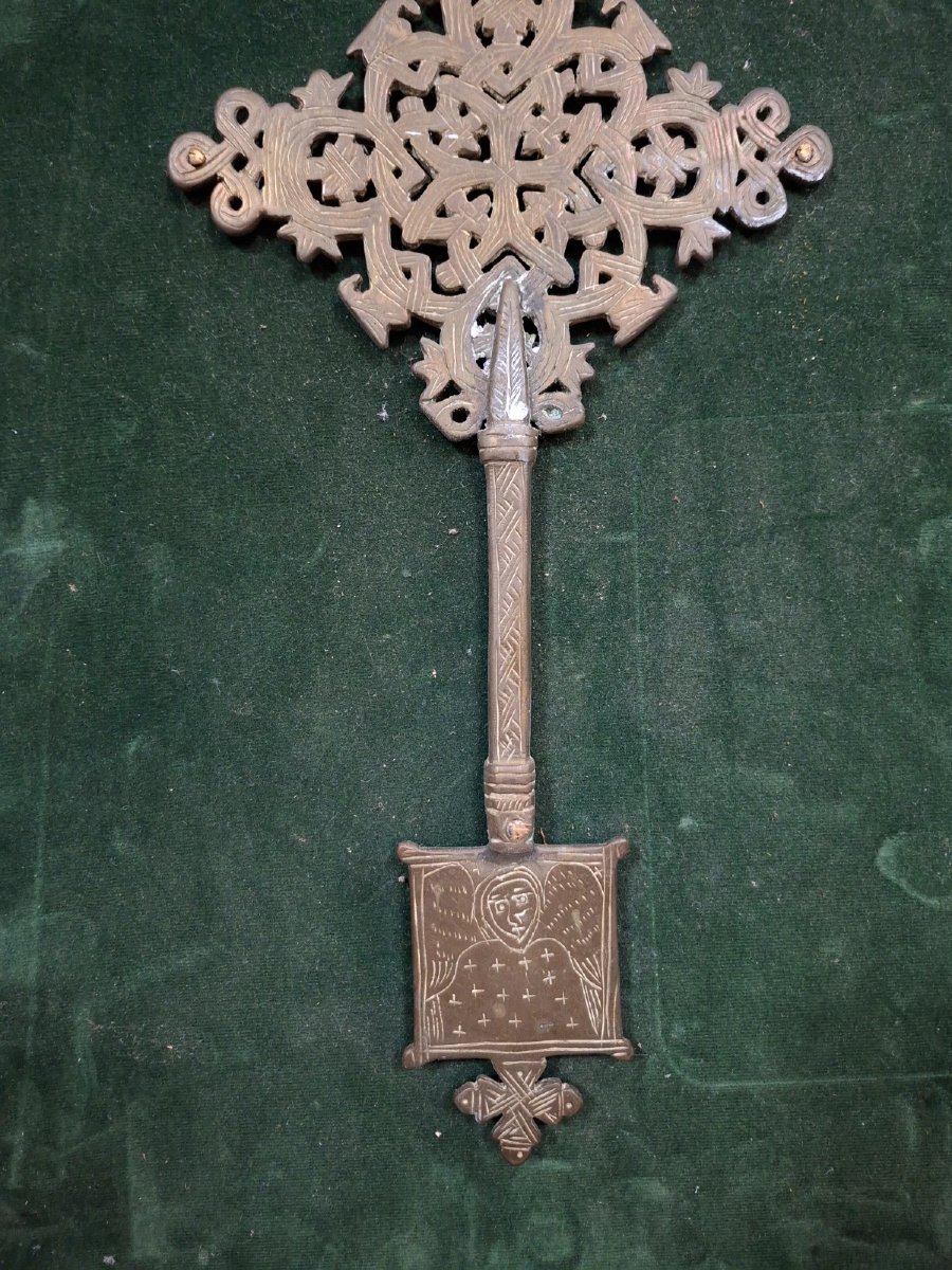 Croix copte de prêtre en métal argenté – Éthiopie, XIXe siècle-photo-4