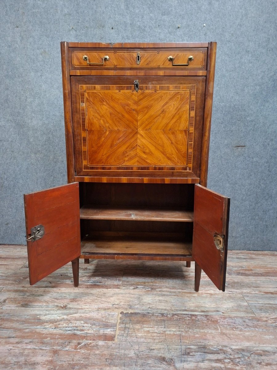 Louis XVI Period Marquetry Drop-front Secretary Desk, Late 18th Century – (needs Restoration)-photo-3